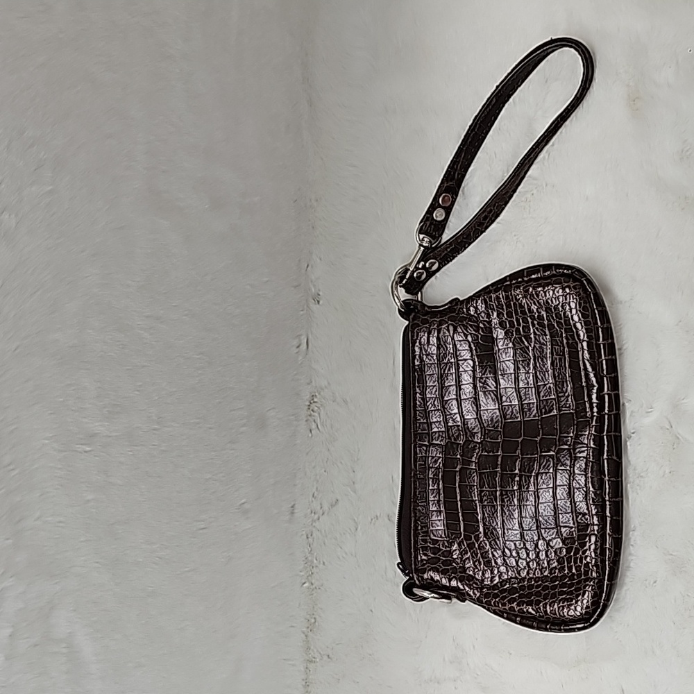 Brown Leather Wrislet with Zipper